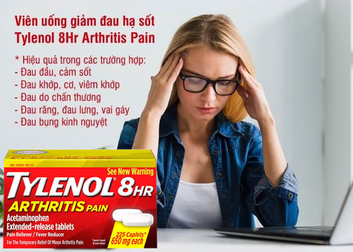 Thuốc giảm đau khớp Tylenol 8Hr Arthritis Pain 650mg Mỹ 225 viên