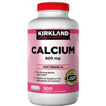 Viên Uống Calcium 600mg Kirkland Mỹ - Bổ Sung Canxi + vitamin D3 500 viên