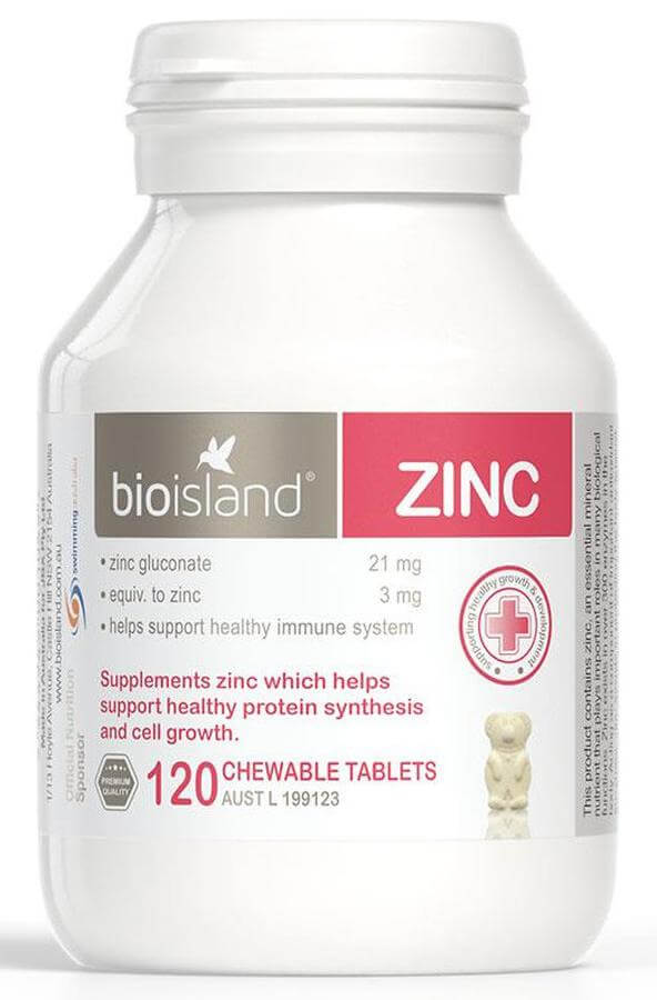 Viên uống bổ sung kẽm cho trẻ Bio island ZINC 120 viên nhai của Úc