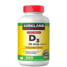 Viên uống bổ sung Vitamin D3 2000IU 50mcg Kirkland 600 viên Mỹ