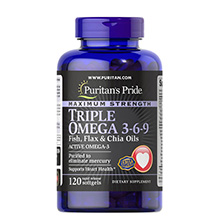 Viên uống tăng cường hệ miễn dịch Puritan's Pride Triple Omega 3-6-9 của Mỹ chai 120 viên